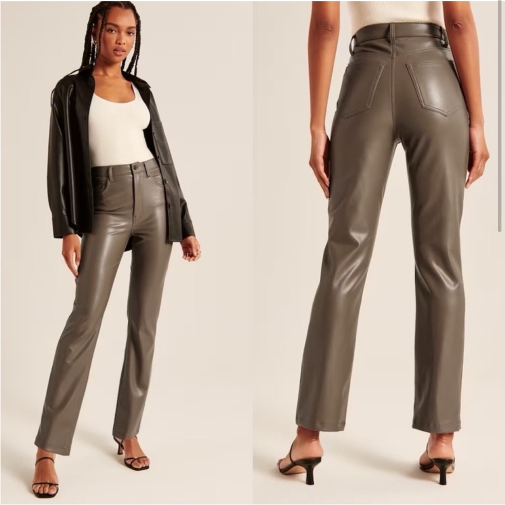 A&F Olive Leather Pants